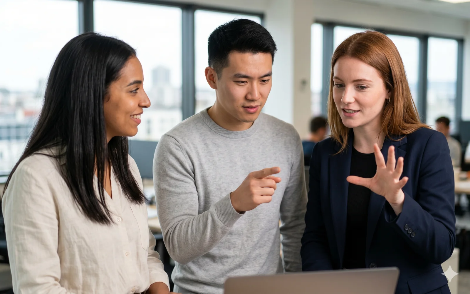 Jeunes professionnels en réunion de travail collaborative — Métiers après le BTS